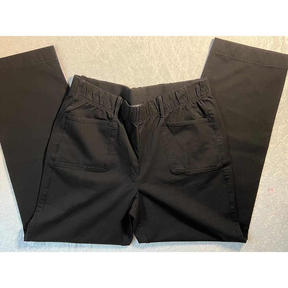 Any Body Women's Black Wide Leg Crop Capri Pant's Size Medium Tall Cotton Rayon - Picture 3 of 8